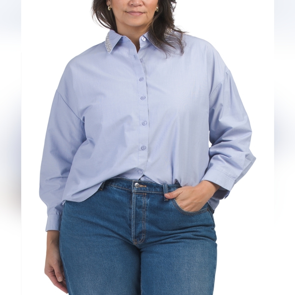 Kaktus Plus Women's Blue Button-Up Shirt